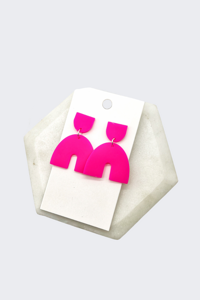 Neon Pink Arch Earrings - LK’s Boutique