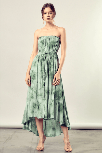 Strapless Tie Dye Maxi Dress - LK’s Boutique