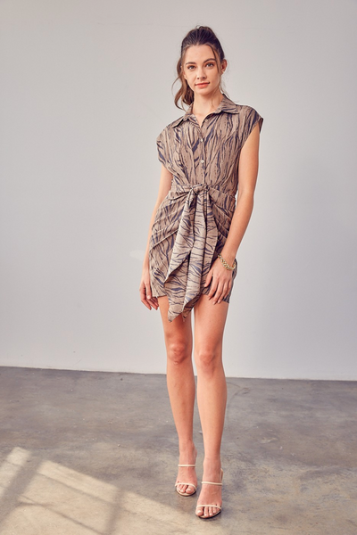 Ruched Shirt Dress in Animal Print - LK’s Boutique