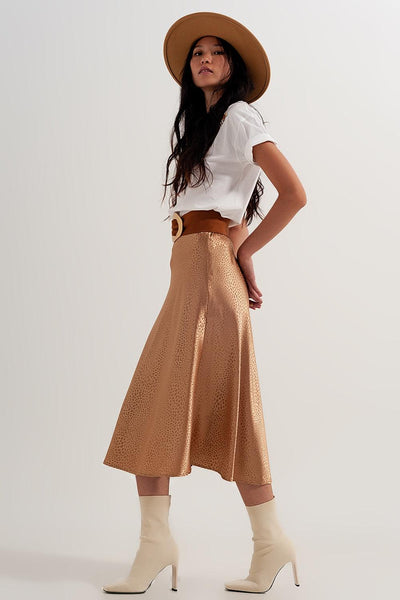 Animal Print Midi Skirt in Gold - LK’s Boutique