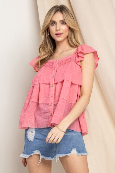 Pink Ruffled Top - LK’s Boutique