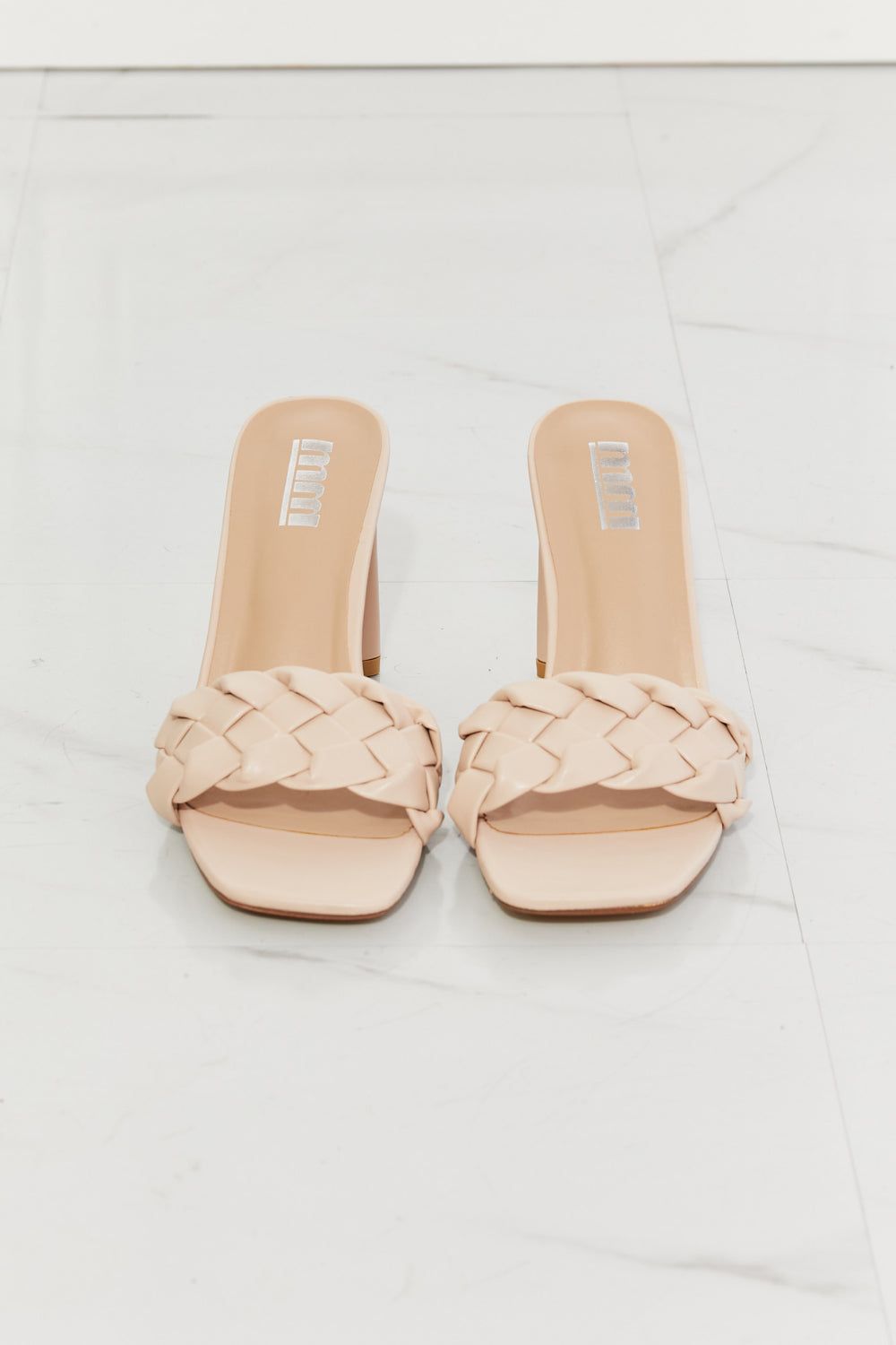 Braided Block Heel Sandals in Beige - LK’s Boutique