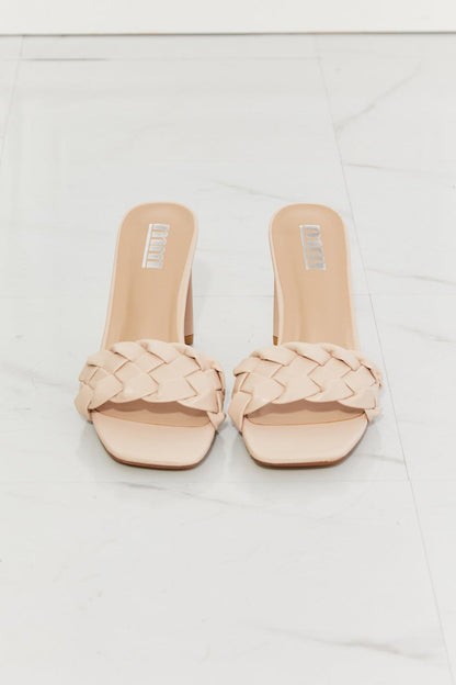 Braided Block Heel Sandals in Beige - LK’s Boutique