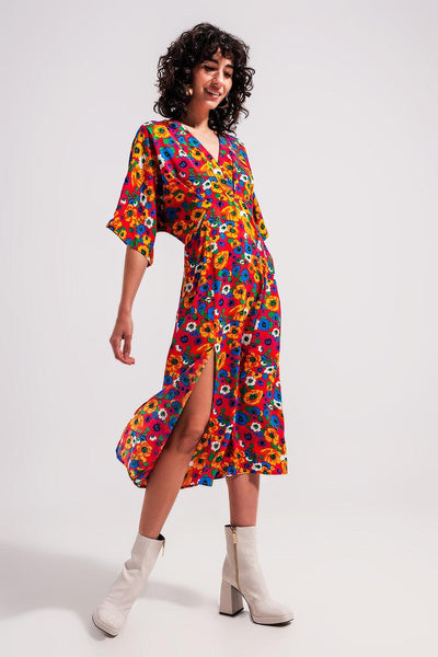 Midi Dress in Floral Print - LK’s Boutique