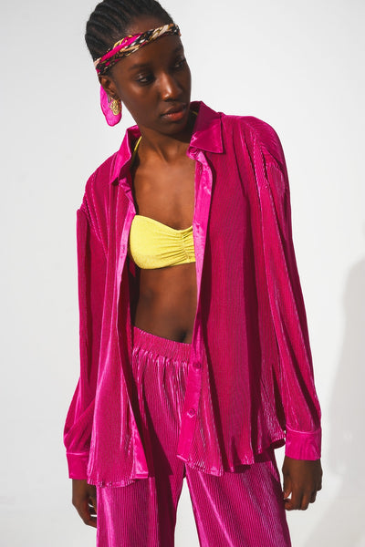 Pink Pleated Shirt - LK’s Boutique