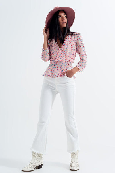 Wrap Polka Dot Top in Pink - LK’s Boutique